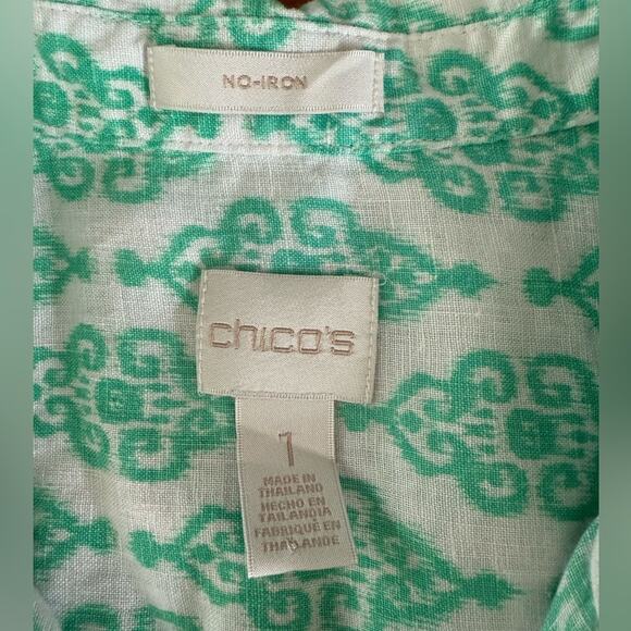 Chico’s Effortless Linen Batik Sina Shirt Size 1 Medium - Picture 5 of 11